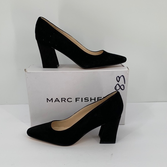 Marc Fisher Keri suede pumps shoe black chunky block heel new 7 - Picture 1 of 7